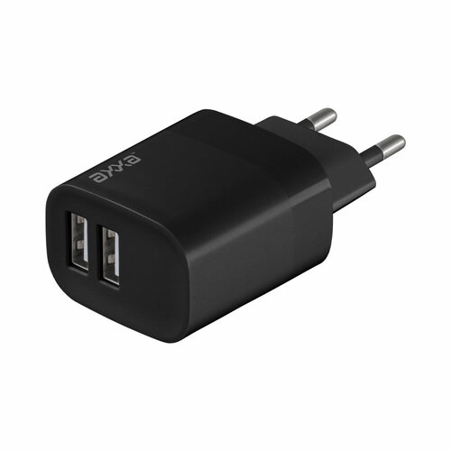 Сетевое зарядное устройство USB-A + USB-A, 12Вт, ахха, AXXA 2402 черный
