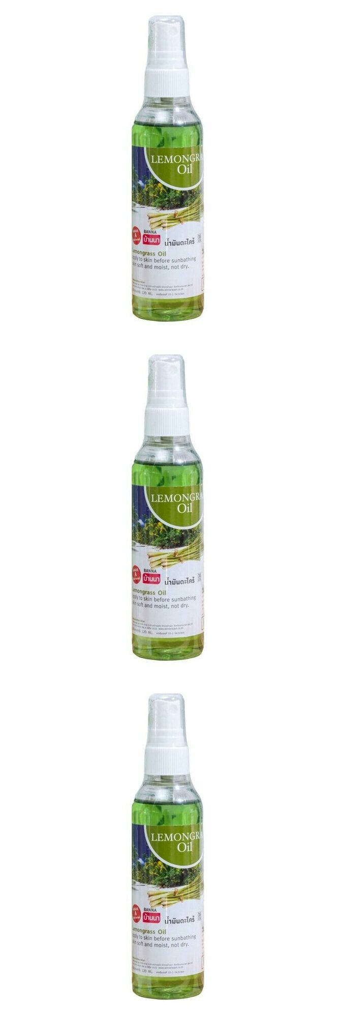 Banna Массажное масло для тела Lemongrass Oil, с экстрактом лемонграсса, 120 мл, 3 шт.