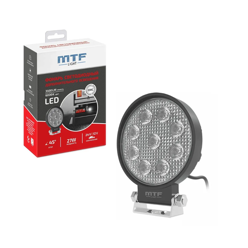 фото Фонарь светодиодный mtf light дополнительного освещения 12-60в, 3500лм, 6000к, круглый, шт.