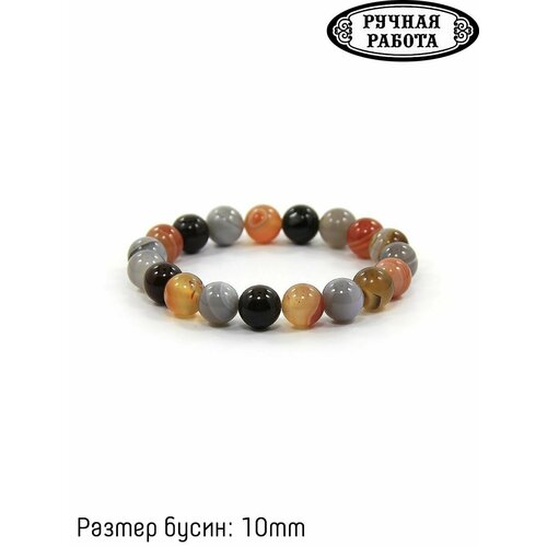 фото Браслет, агат, размер 19 см, коричневый, серый нет бренда