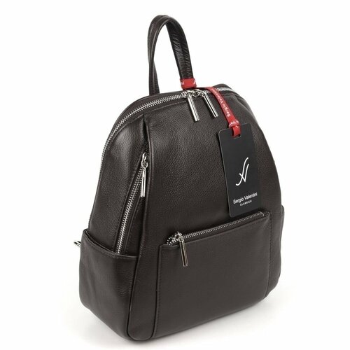 фото Рюкзак sergio valentini sv-sz749/c д.браун, фактура гладкая, коричневый