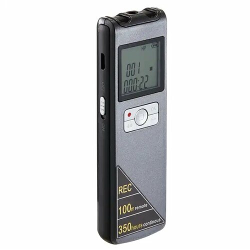 Цифровой диктофон SPEC-19D с дисплеем на 8 GB, аккумулятор 1500 мАч непрерывно проработает 350 ч, 3 режима записи. серый