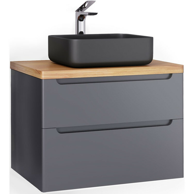 фото Тумба под раковину Jorno Wood 80 wood.01.80/P/GR подвесная Серая