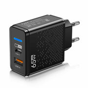 Зарядное устройство USB Type-C 65W, быстрая зарядка QC и PD черный