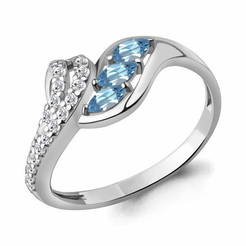 фото Кольцо diamant online, серебро, 925 проба, топаз, фианит, размер 17