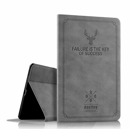 Чехол для планшета Samsung Galaxy Tab A9 Plus 11 дюймов (SM-X210/X216), кожаный с тиснением, винтажный стиль серый