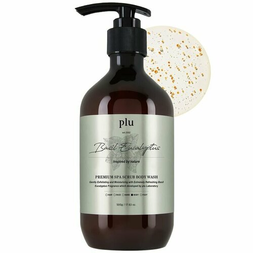 PLU Premium Spa Scrub Body Wash Basil Eucalyptus Гель скраб для душа с базиликом и эвкалиптом
