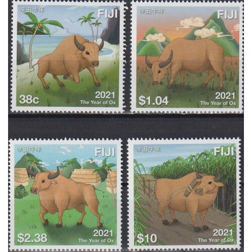 Почтовые марки Фиджи 2021г. Китайский Новый год - год Быка Новый год, Коровы MNH почтовые марки уругвай 2021г китайский новый год год быка новый год буйволы mnh
