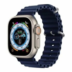 Ремешок для умных часов Apple Watch (Эпл Вотч) 42/44/45/49mm InnoZone Ocean Band, темно-синий, силиконовый, спортивный