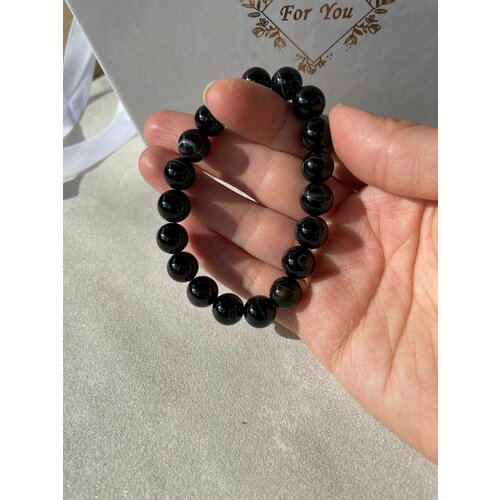 фото Браслет, агат, 1 шт., размер one size, черный, серый нет бренда