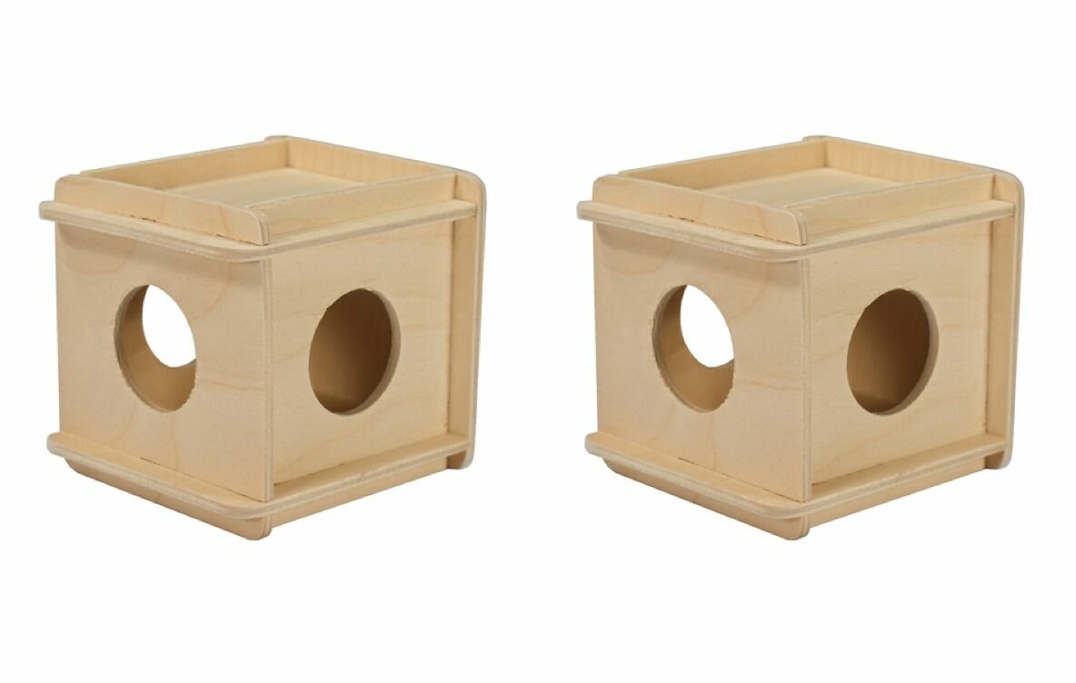 Дарэлл Игрушка для грызунов "Кубик малый", деревянный, 10х10х11,5, 2 шт
