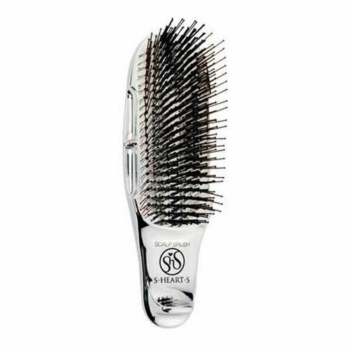 расческа для массажа головы и мытья волос clarette голубой 1 Расческа Scalp Brush Professional PLUS укороченная (серебро) S-HEART-S Scalp Brush Short 1 шт