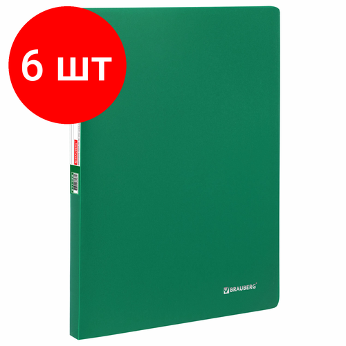 Комплект 6 шт, Папка 30 вкладышей BRAUBERG Office, зеленая, 0.5 мм, 271326 папка 40 вкладышей brauberg office комплект 5 шт зеленая 0 6 мм 222633