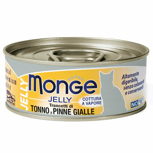 Monge Jelly Adult Cat влажный корм для взрослых кошек с желтоперым тунцом, в консервах - 80 г х 24 шт