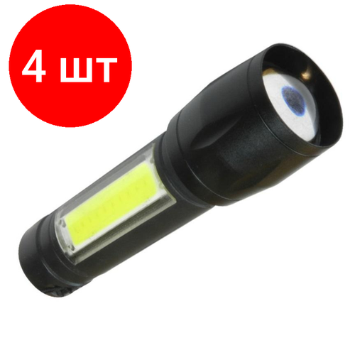 фото Комплект 4 штук, фонарь космос kocac1011lith 3вт хре, 1вт сов, лит. аккум. 600mah, micro usb