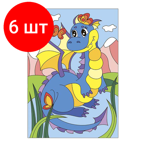 Комплект 6 наб, Картина по номерам для малышей Озорной дракончик, Ркн-031