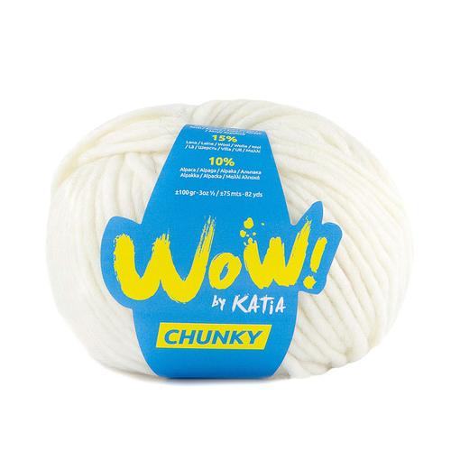 Пряжа Katia Wow-Chunky, 50 белый пряжа katia wow chunky 65 фуксия