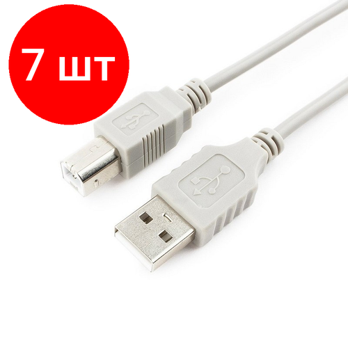 Комплект 7 штук, Кабель USB A 2.0 - USB B, М/М, 1.8 м, Gembird, сер, CC-USB2-AMBM-6 кабель usb 2 0 gembird cc usb2 ambm 6 am bm 1 8м белый