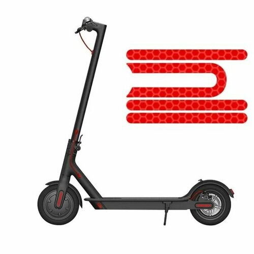 Наклейки красные светоотражающие для электросамоката Xiaomi M365, M365 PRO. Комплект из 4х наклеек