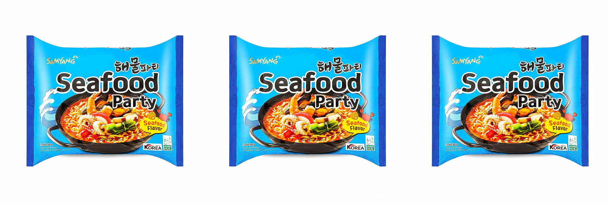 Лапша быстрого приготовления Со вкусом морепродуктов Seafood party, 125 г, 3 шт