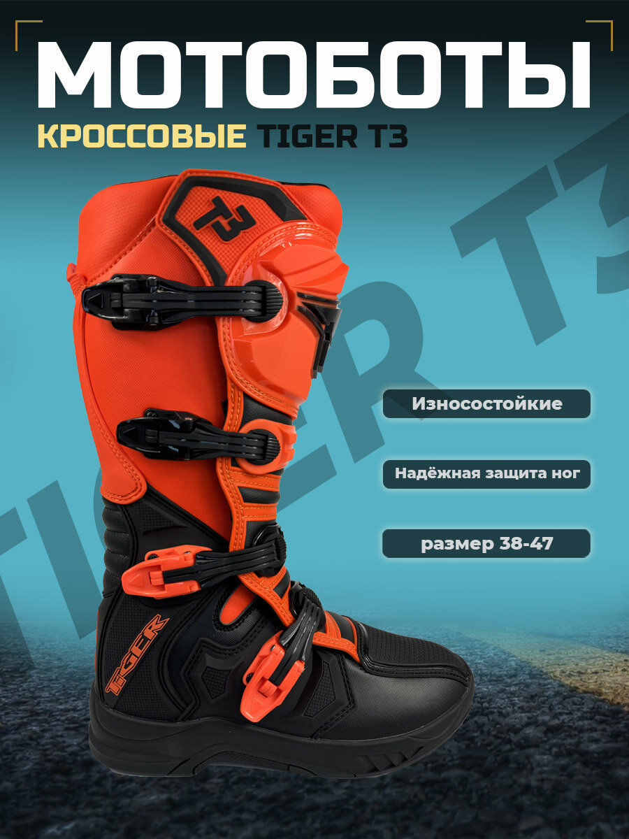 Мотоботы TIGER T3 черный/оранжевый 38