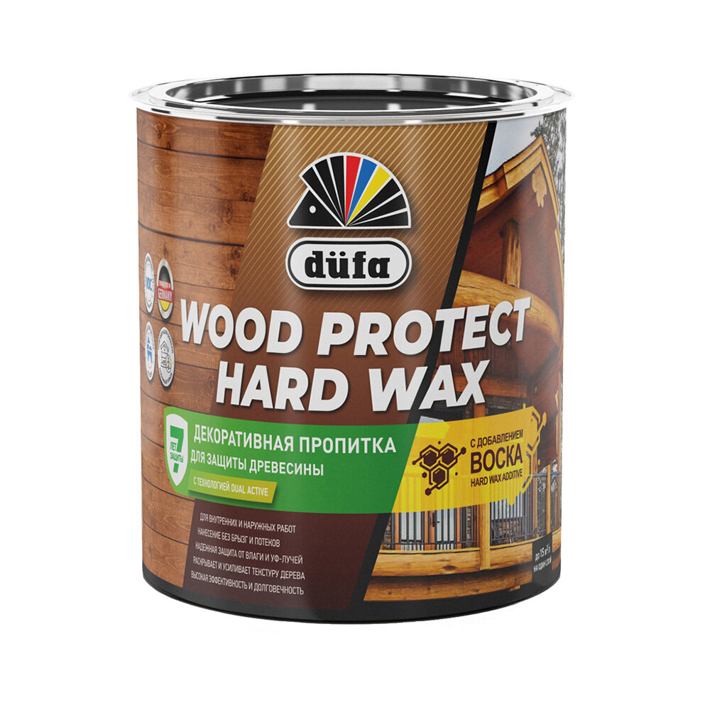 Антисептик Dufa Wood Protect Hard Wax декоративный для дерева каштан 075 л