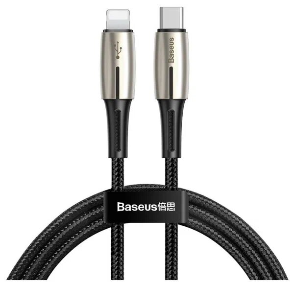 Кабель Baseus Waterdrop USB Type-C - Lightning (CATLRD-01), 1.3 м, 1 шт, черный