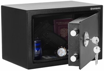 Сейф для денег SAFEBURG SB-200K BLACK сейф для документов с крестовым ключевым замком, 31х20х20 см