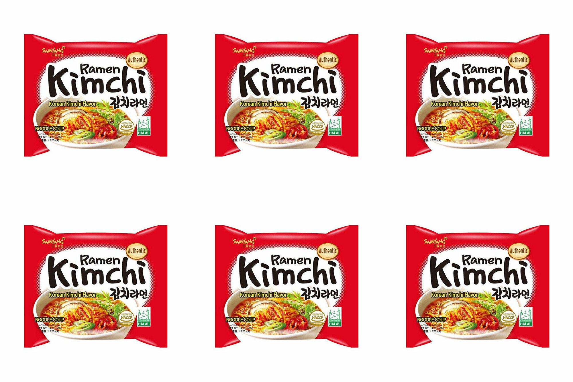 Samyang Лапша быстрого приготовления Кимчи рамен со вкусом кимчи, 120 г, 6 шт