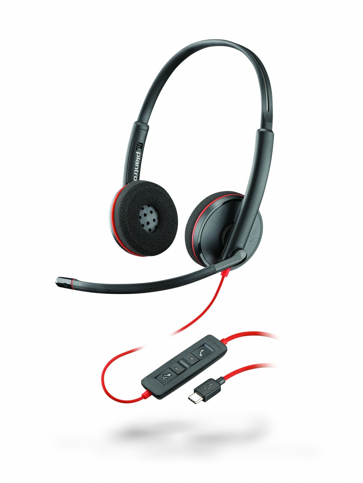 Наушники с микрофоном PLANTRONICS Blackwire C3220-С, накладные, черный / красный [209749-101] - фото №2