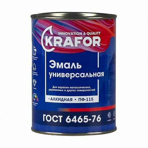 Эмаль Krafor ПФ-115 0,8кг Чёрная 25 965