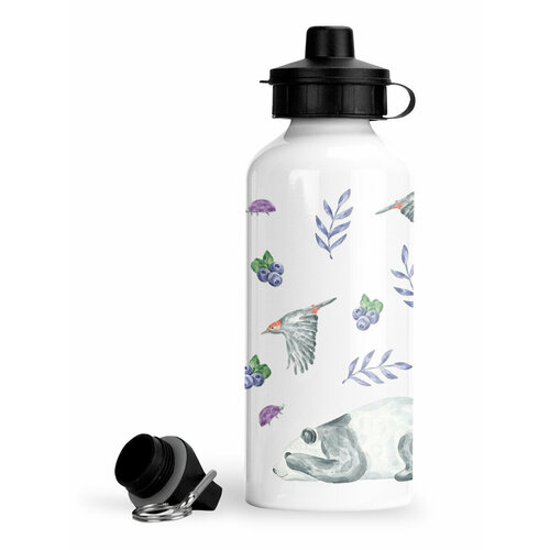 фото Спортивная бутылка панда и дятел черника luzimuzi