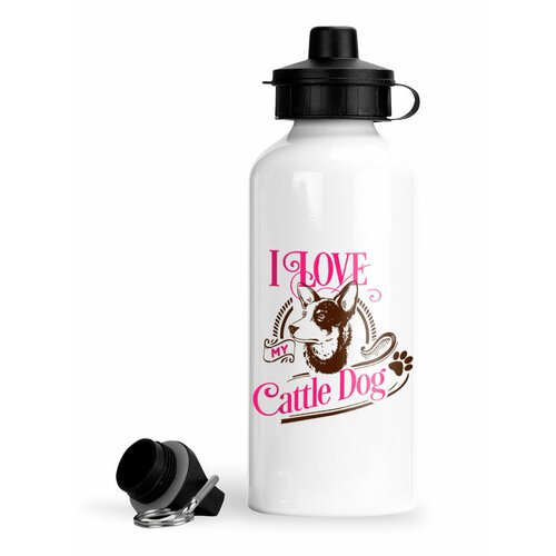 фото Спортивная бутылка для воды i love my австралийская пастушья цвет luzimuzi