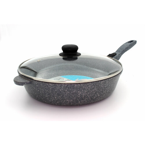 Сковорода литая серии керамика, с крышкой и съемной ручкой, 28 см, HomeWay