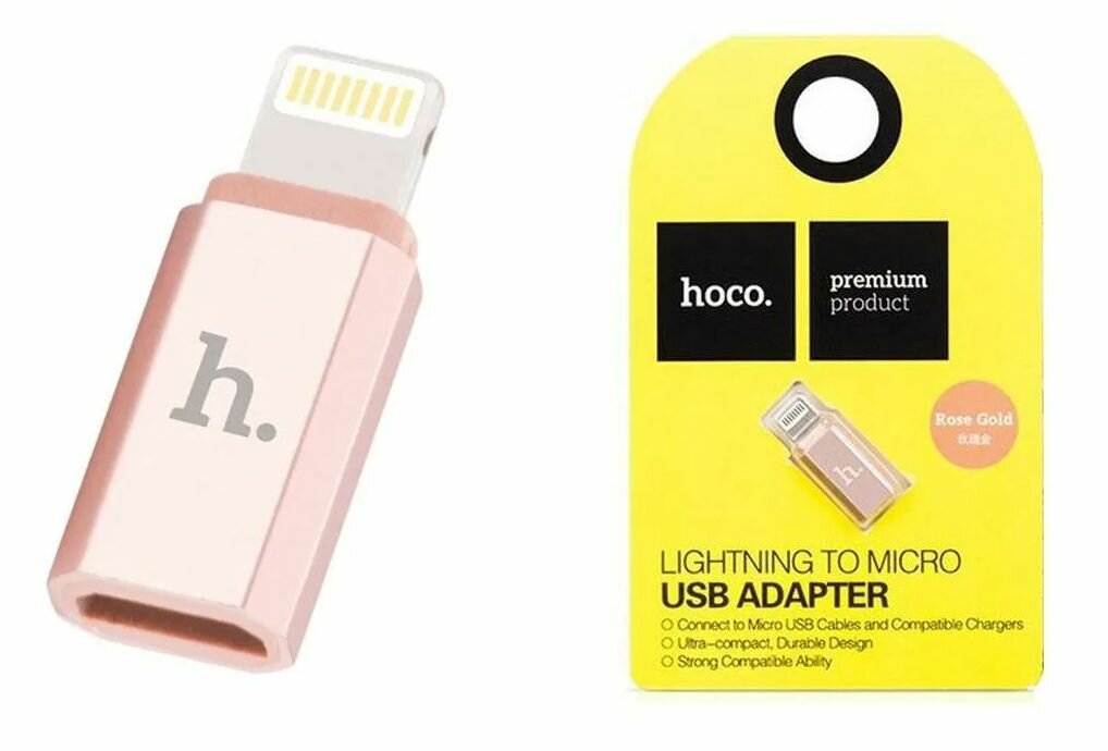 Переходник адаптер Hoco Lightning на MicroUSB гнездо