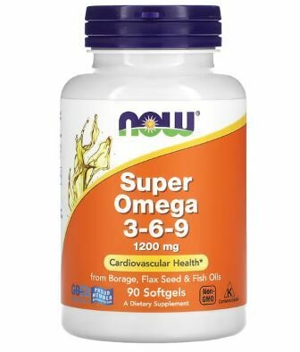 Now Foods Super Omega 3-6-9, 1,200 мг, 90 капсул