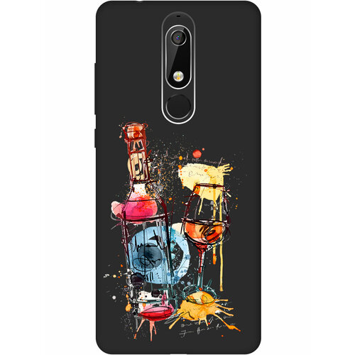 Матовый Soft Touch силиконовый чехол на Nokia 5.1, Нокиа 5.1 с 3D принтом Aquarelle Wine черный матовый soft touch силиконовый чехол на nokia 3 1 нокиа 3 1 с 3d принтом aquarelle wine черный