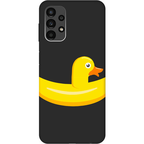 Матовый Soft Touch силиконовый чехол на Samsung Galaxy A13 4G, Самсунг А13 4Г с 3D принтом Duck Swim Ring черный силиконовый чехол на samsung galaxy a13 5g самсунг а13 с 3d принтом duck swim ring прозрачный