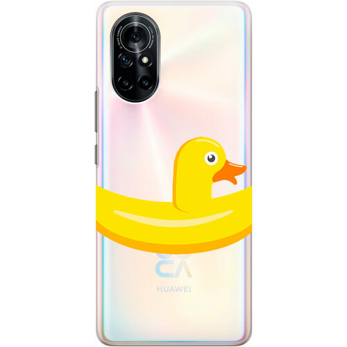 Силиконовый чехол на Huawei Nova 8, Хуавей Нова 8 с 3D принтом Duck Swim Ring прозрачный силиконовый чехол на huawei nova 8 хуавей нова 8 silky touch premium с принтом swan swim ring желтый