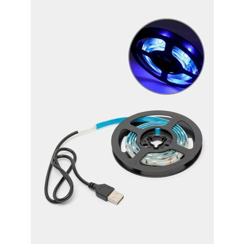 USB cветодиодная LED лента подсветка для телевизора и монитора 1 м IP65 5050 Цвет Синий 713₽