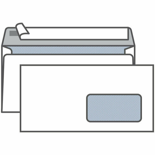 Конверт E65, KurtStrip, 110*220мм, б/подсказа, с прав. окном, отр. лента, внутр. запечатка, 1000 штук, 249405