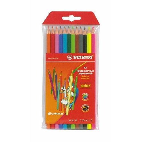 фото Набор цветных карандашей stabilo , 10 основных+2 флуоресцентных цвета