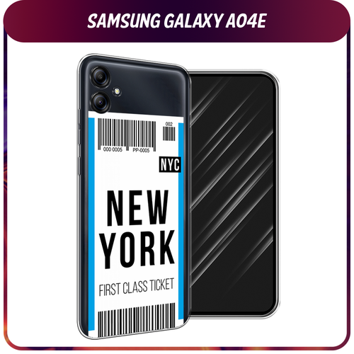 силиконовый чехол волна в канагаве на samsung galaxy a04e самсунг галакси а04е Силиконовый чехол на Samsung Galaxy A04e / Самсунг A04e Билет в Нью-Йорк, прозрачный