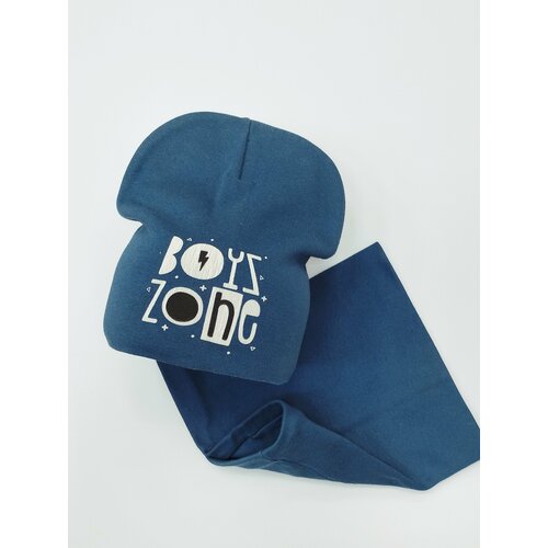 фото Комплект бини мой ангелок шапка и снуд демисезонные, размер 48-52, синий