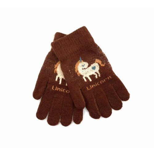 фото Перчатки , размер 5, 6-8 лет, коричневый корона gloves