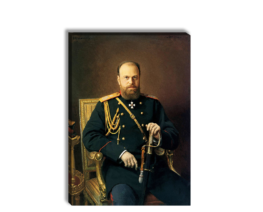 Картина для интерьера "Портрет Александра III", художник Крамской Иван Николаевич, печать на холсте (30х43 см / на подрамнике)