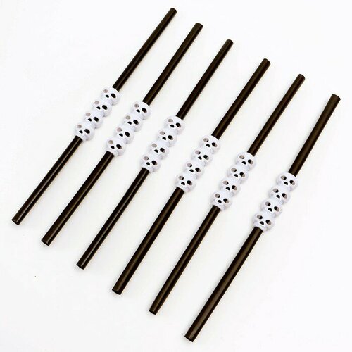 Трубочки для коктейля Череп цвет чёрный набор 6 шт 315₽