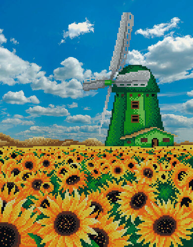 Изображение товара М. П. Студия Канва для вышивания бисером №3 50х40 см Г-153 Мельница рисунок