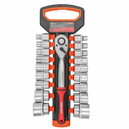 Набор инструментов, головки с трещоткой, набор 19пр, 1/2' BaumAuto BM-019-5MSA