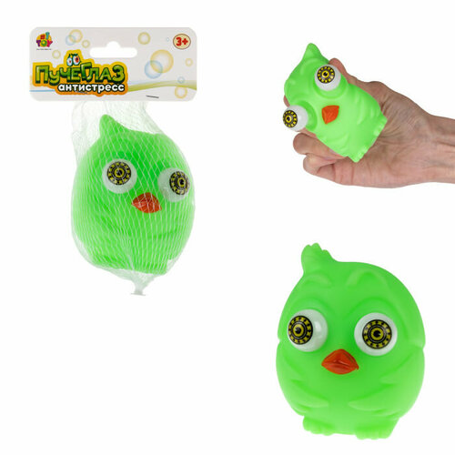 фото Игрушка-антистресс 1toy пучеглаз-антистресс "птицы" 7х6x5 см, зелёный 1 toy